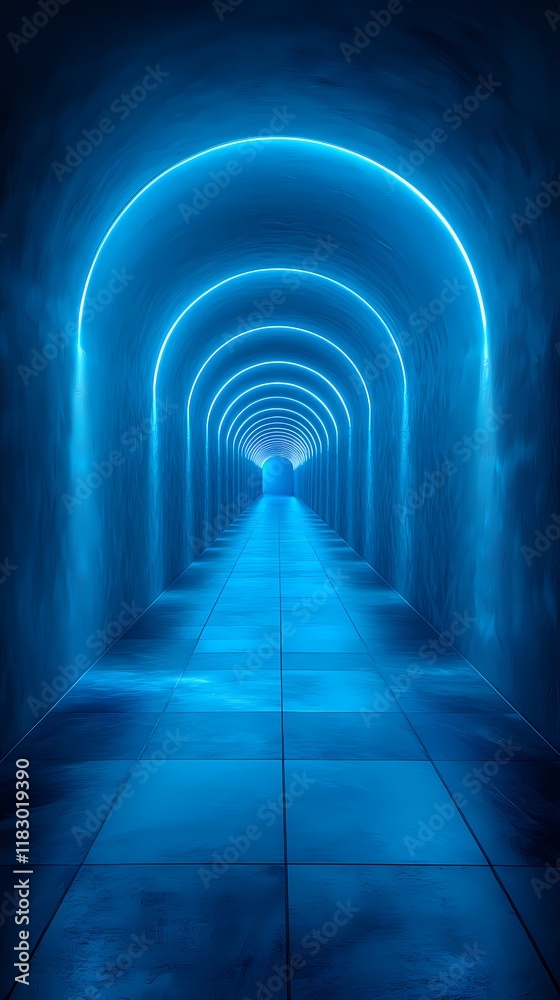 Digital technology blue and white lines corridor poster background Digital technology blue and white lines corridor poster background