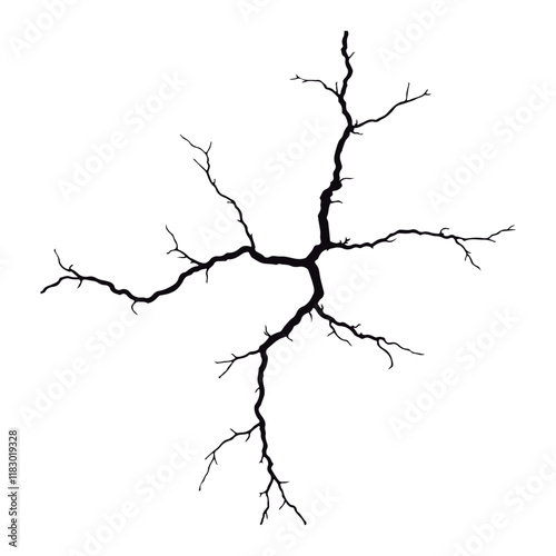 Split lines in the concrete or large fissures in the wall on a white background. Crack wall concrete
