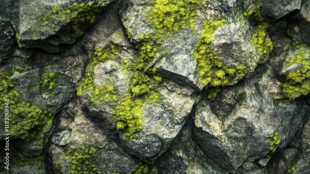 Detailed Close-Up of Moss-Covered Rocks, Showcasing Textures and Natural Greenery, Ideal for Nature Themes, Textures, and Organic Elements in Designs Detailed Close-Up of Moss-Covered Rocks, Showcasing Textures and Natural Greenery, Ideal for Nature Themes, Textures, and Organic Elements in Designs