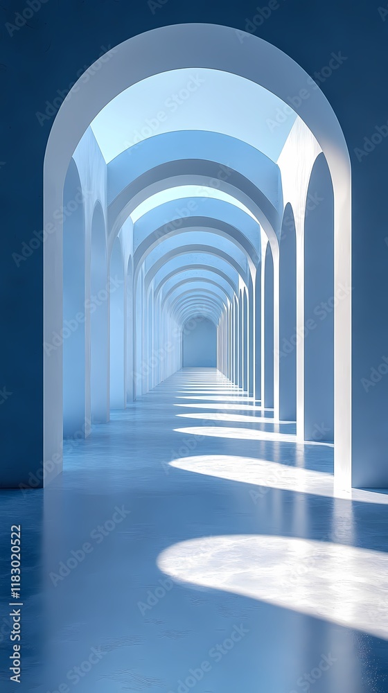 Obraz premium Digital technology blue and white lines corridor poster background