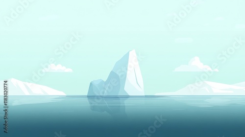 Serene Iceberg Landscape in Tranquil Blue Waters with Clouds