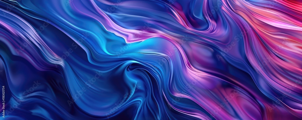 Obraz premium Abstract vivid blue purple wave flow express energetic texture. Seamless texture of vividness curve swirling convey sense of harmony and wonderful scene perfect for effect and graphic design. AIG61.