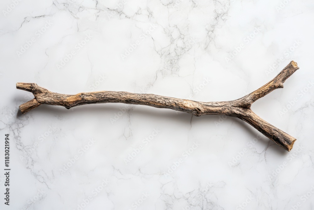 Dry branch on marble background; perfect for minimalist designs or nature themes. Illustrates simplicity, natural textures, and rustic aesthetics. Dry branch on marble background; perfect for minimalist designs or nature themes. Illustrates simplicity, natural textures, and rustic aesthetics.