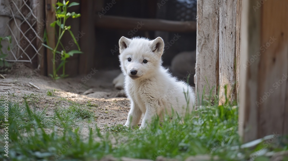 Obraz premium Arctic Snow Wolf in Its Frigid Arctic Habitat, Embodying the Spirit of the Frozen Wilderness