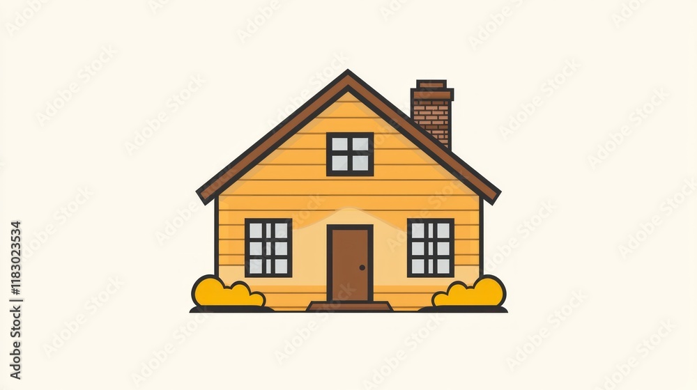 Charming Yellow House Illustration Charming Yellow House Illustration