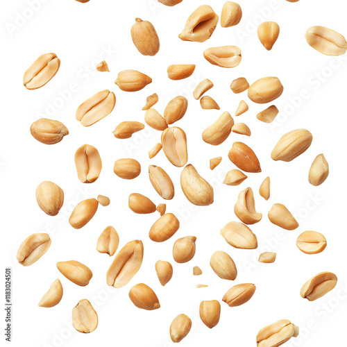 Tasty and nutritious peanuts isolated on transparent white background, clipping path