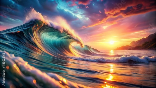 Japanese Vintage Style Ocean Wave Long Exposure Photography - Serenity and Motion