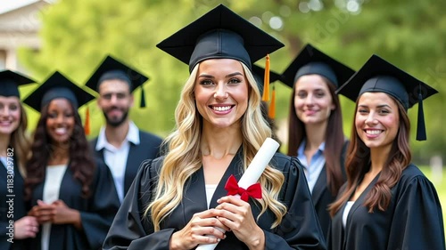 a group of young adults in graduation attire