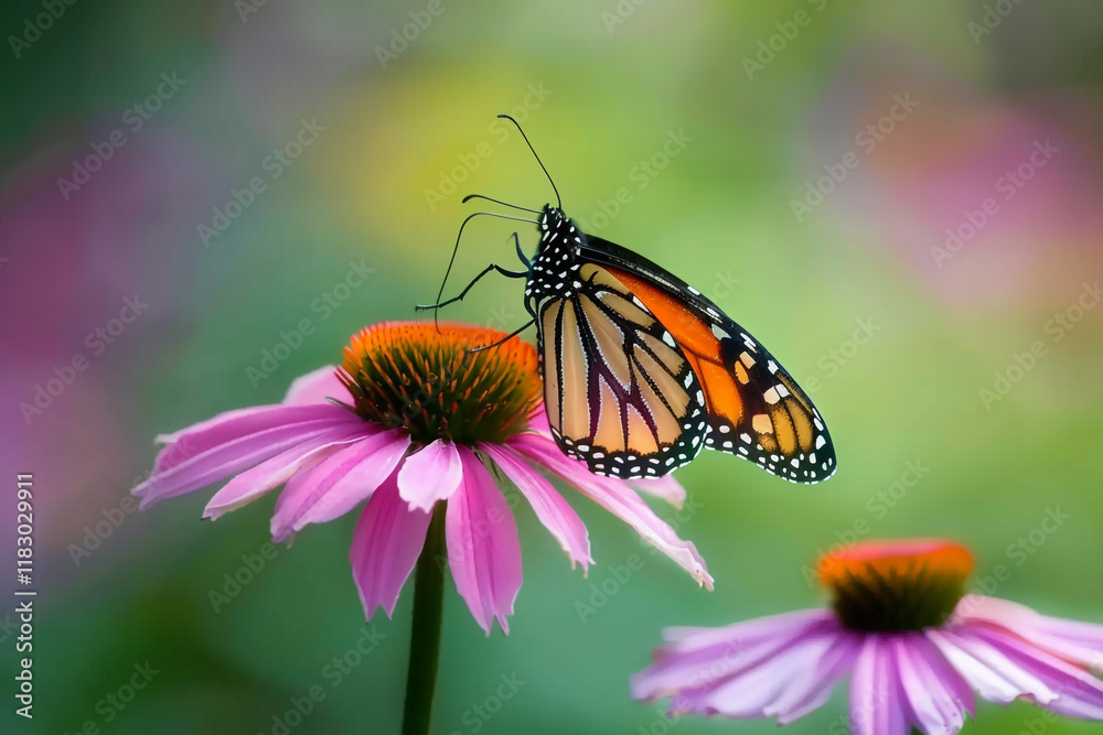 A Vibrant Macro Shot of a Monarch Butterfly Perched on a Flower