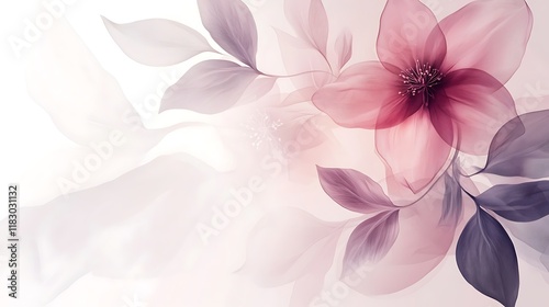 Delicate Pink Flowers and Sheer Leaves Artistic Render