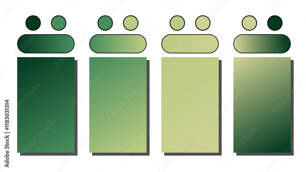 Set of vector gradient background. Cover set design with Forest Green, Emerald Green, Lint color. Beautiful abstract gradient for covers, wallpapers, branding, business cards. Vector illustration