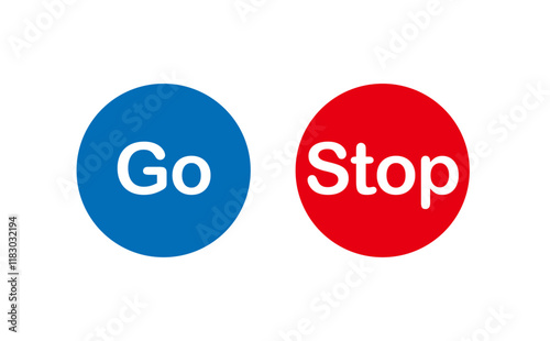 青い円のGoと、赤い円のStopのロゴマーク