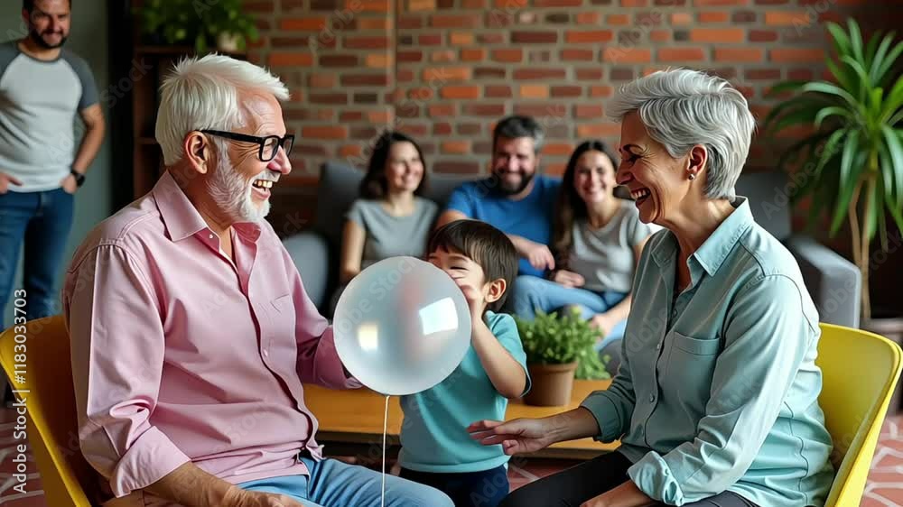 a family gathering in a cozy indoor setting with a rustic brick wall and red-tiled floor a family gathering in a cozy indoor setting with a rustic brick wall and red-tiled floor