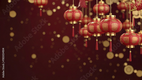 Chinese lanterns background for Chinese Lunar New Year. Space for Copy. Negative Space. photo