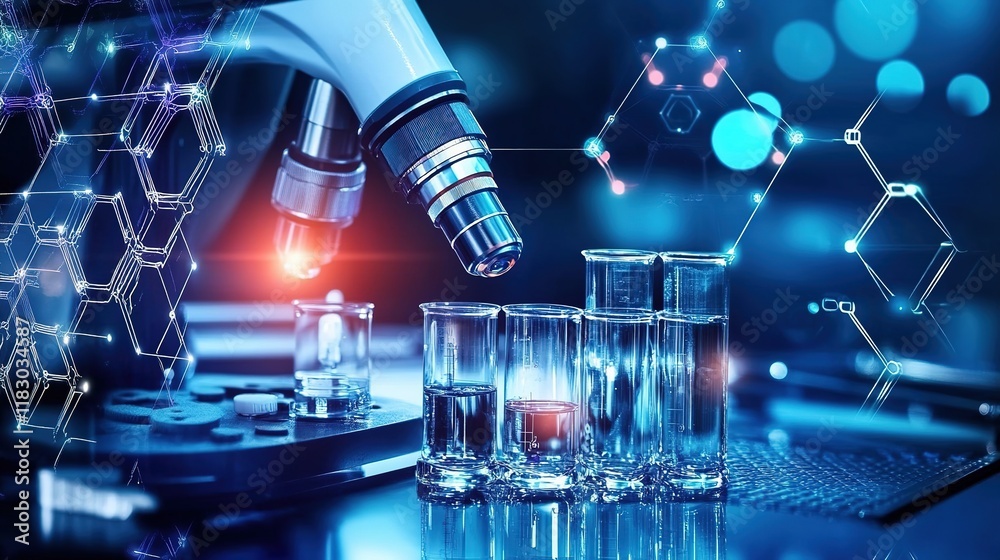 Fototapeta premium Digital Technology and Science Background: A Creative and Innovative Fusion for Modern Applications. Enhancing Projects with Advanced Tech and Scientific Insights.