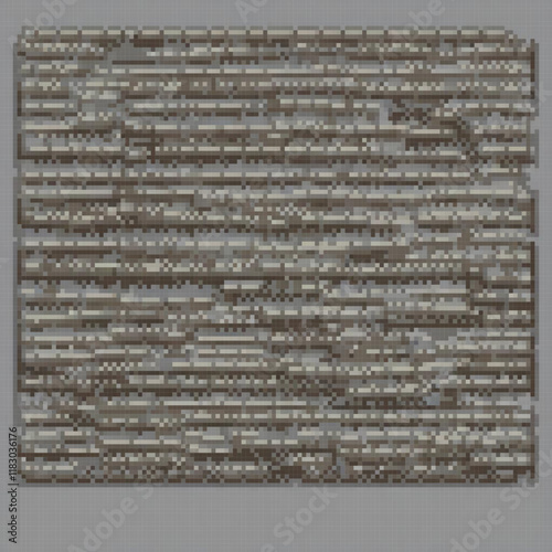 Pixel art of a detailed metal plate with intricate pattern design.