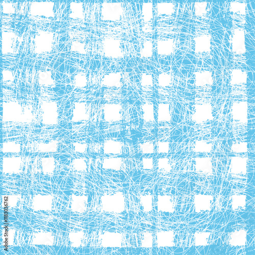 Seamless pastel blue checkered grunge pattern on transparent background