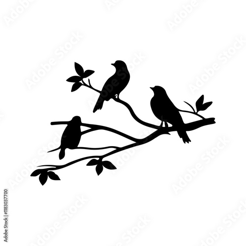 Birds of branches icon silhouette vector illustration on white background. photo