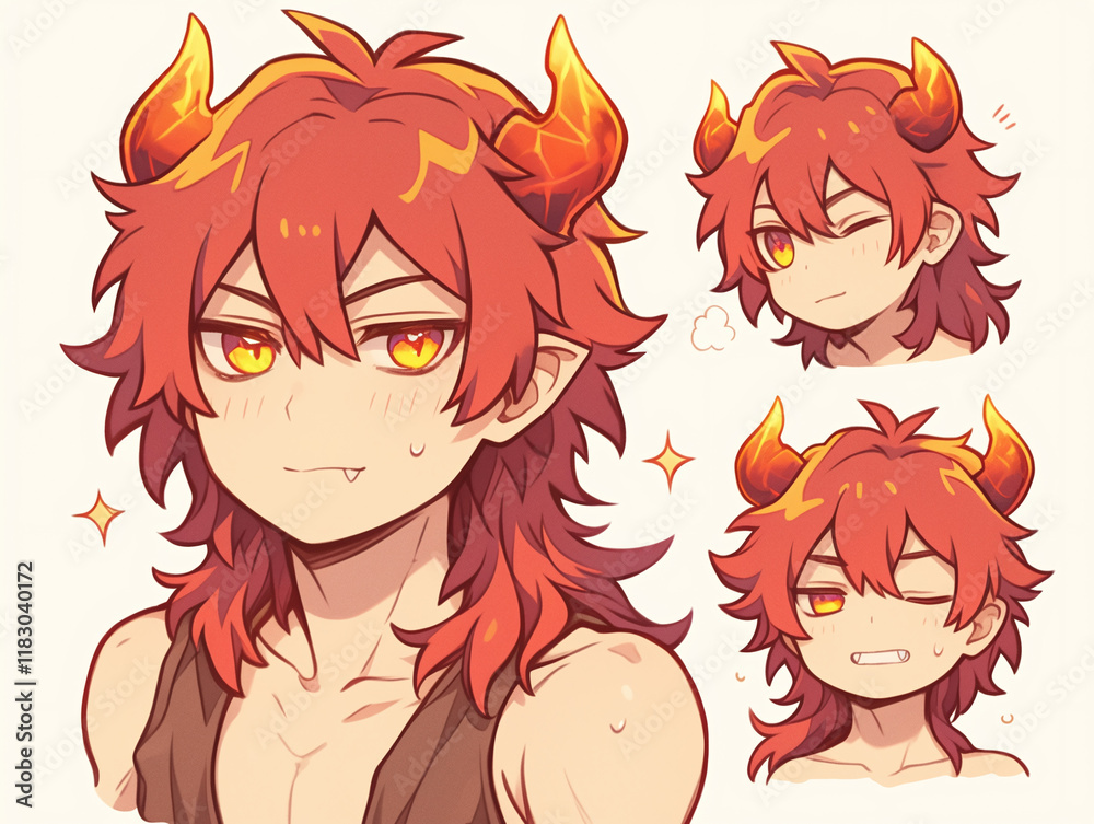 Fiery Anime Boy Character Art Fiery Anime Boy Character Art