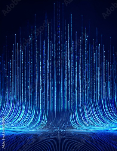 Abstract digital art: Glowing blue lines create a futuristic, dynamic scene.