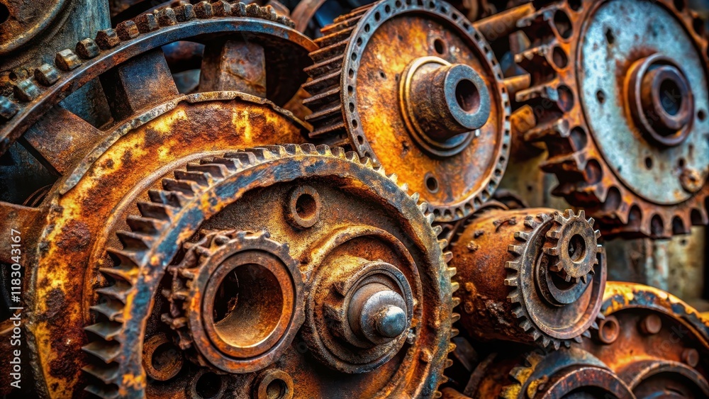 Intricate Detail of Rusted Industrial Cogs and Gears, a Study in Decay and Mechanical Complexity Intricate Detail of Rusted Industrial Cogs and Gears, a Study in Decay and Mechanical Complexity