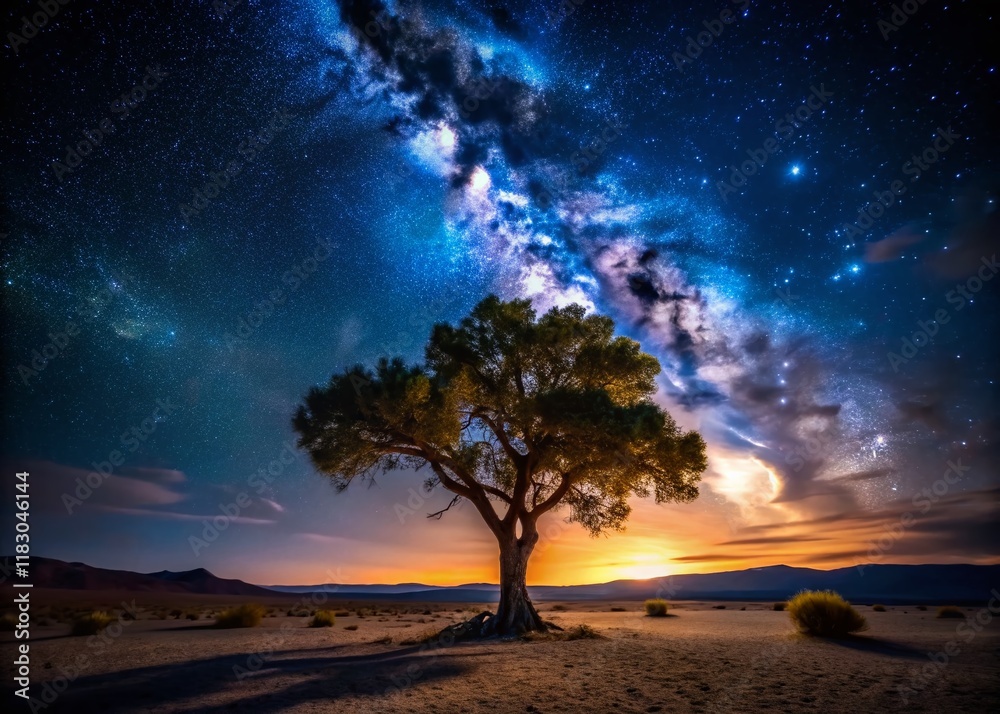 Lone Desert Tree at Dusk - Dramatic Low Light Landscape Photography Lone Desert Tree at Dusk - Dramatic Low Light Landscape Photography