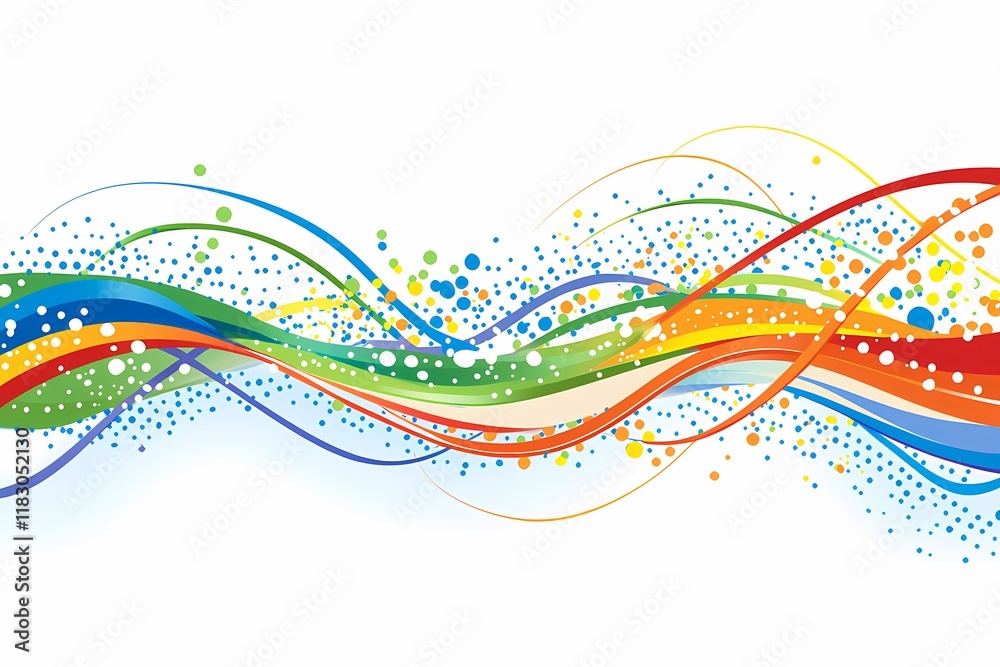 Colorful Abstract Waves with Flowing Lines and Dots in Motion Colorful Abstract Waves with Flowing Lines and Dots in Motion