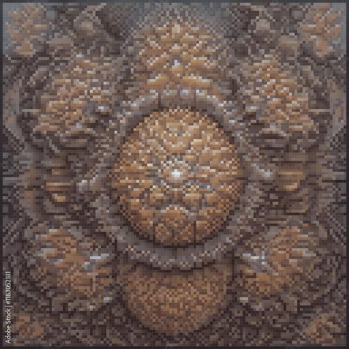 Vintage pixel art of a blooming flower against a dark backdrop.