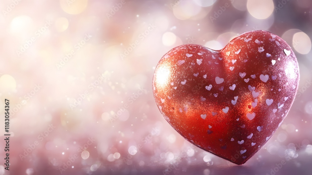 Big Romantic Red Heart With Festive Sparkling Bokeh Background For Valentine s Big Romantic Red Heart With Festive Sparkling Bokeh Background For Valentine s