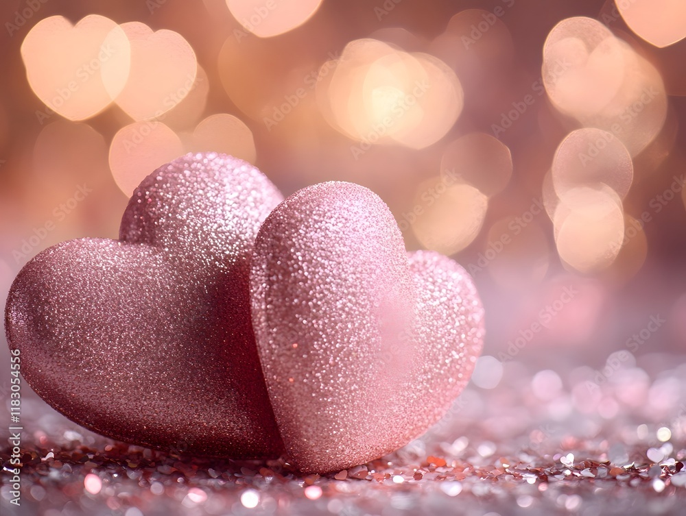 Obraz premium Glittering Heart Shaped on a Romantic Bokeh Background for Valentine s Day