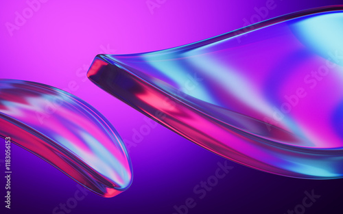 Fototapeta Naklejka Na Ścianę i Meble -  Abstract gradient glass geometry background, 3d rendering.