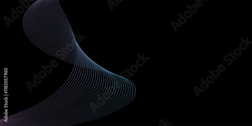 黒い背景のピンクと水色のウェーブのベクター背景画像