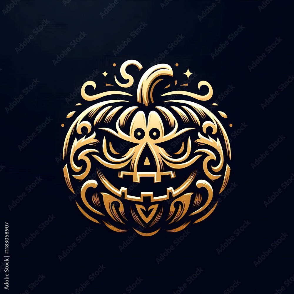 AI Generate of Luxury Logo and Vector of Pumpkin Halloween, premium template, no text, no word