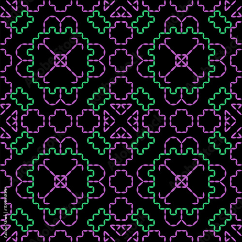 Kasuti india stitch embroidery needlework for fabric background paper wallpaper tiles seamless artwork simple geometric printed  pattern design