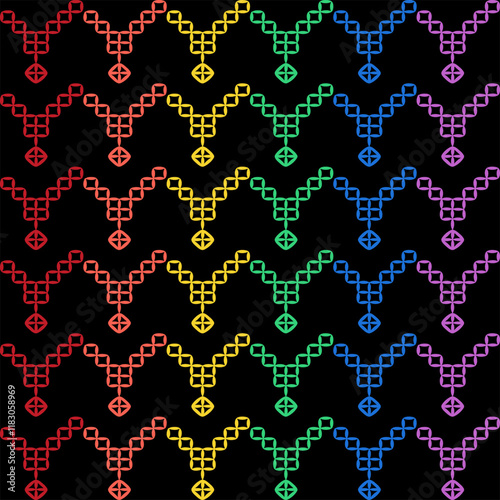 Kasuti india stitch embroidery needlework for fabric background paper wallpaper tiles seamless artwork simple geometric printed  pattern design