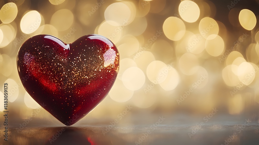 Big Glittering Red Heart with Dreamy Bokeh Lights for Valentine s Day Big Glittering Red Heart with Dreamy Bokeh Lights for Valentine s Day