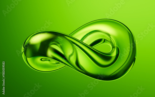 Fototapeta Naklejka Na Ścianę i Meble -  Abstract green gradient glass background, 3d rendering.