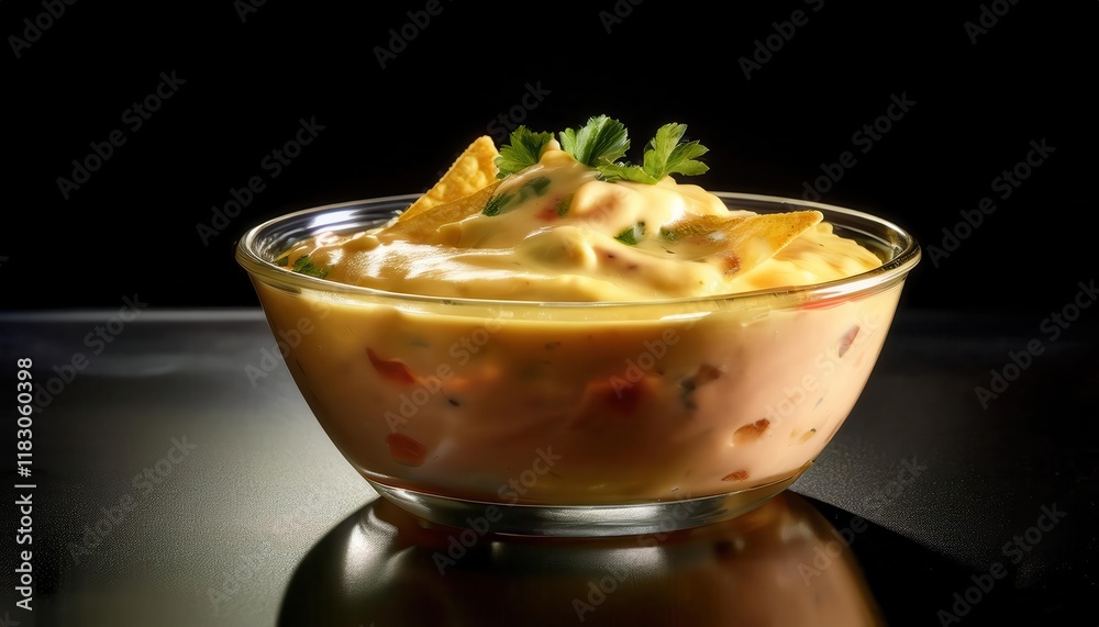 Delicious Queso Dip in Bowl with Tortilla Chips Delicious Queso Dip in Bowl with Tortilla Chips
