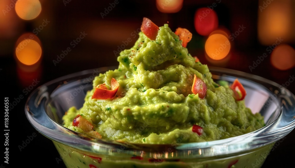 Delicious Fresh Guacamole Served in Elegant Bowl Delicious Fresh Guacamole Served in Elegant Bowl