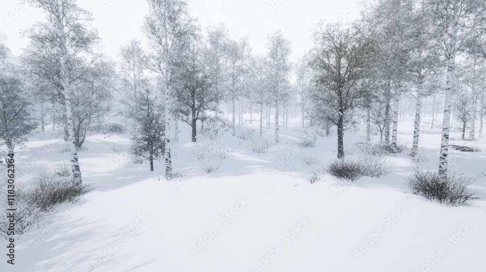 Serene Winter Birch Forest Snowscape Winter Wonderland Serene Winter Birch Forest Snowscape Winter Wonderland