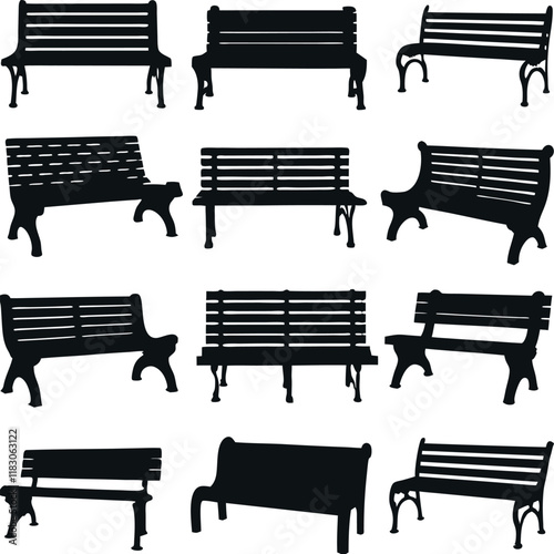 Collection consistent modern bunches silhouette black color vector  
