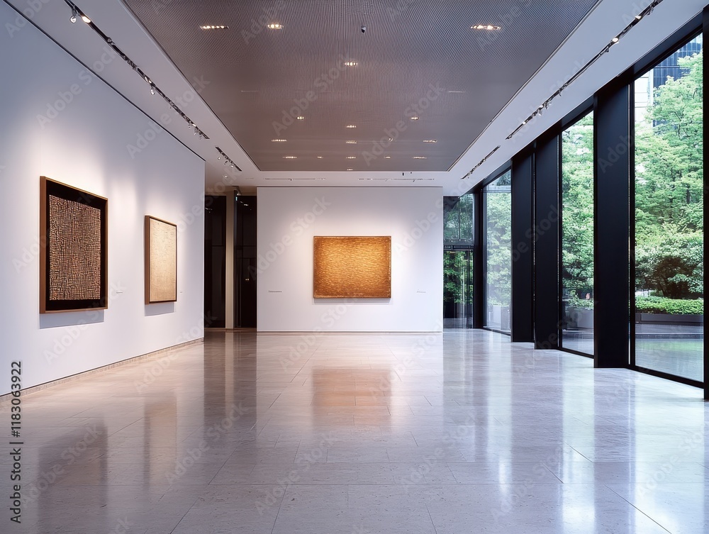 Quiet Art Gallery Entrance During Rush Hour with Natural Light Quiet Art Gallery Entrance During Rush Hour with Natural Light