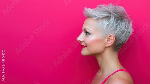 Wallpaper Mural Beautiful Pixie Woman Smiling Against Bright Background Torontodigital.ca