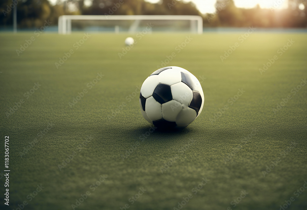 Obraz premium ball field soccer competition game grass sport rugby football world cup light stadium night pole contest activity background bright close