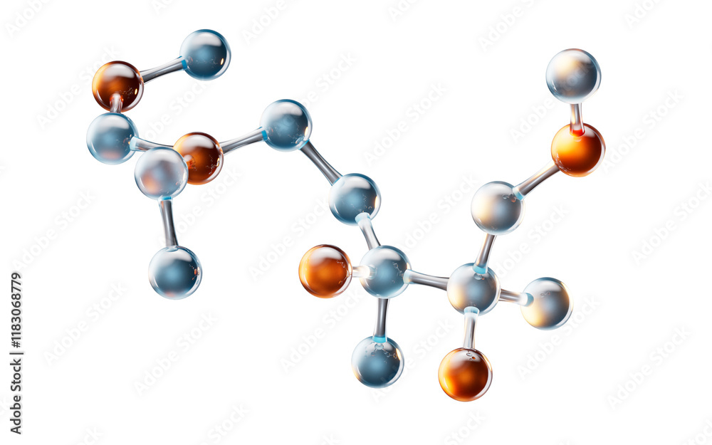 Obraz premium Molecule with biological and chemical concept, 3d rendering.