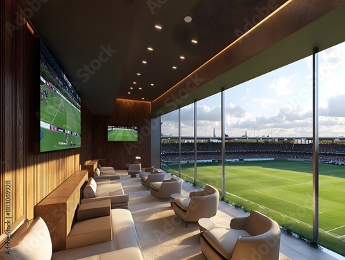 Wallpaper Mural Luxurious VVIP Lounge Area in Modern Football Stadium with Panoramic Field View Torontodigital.ca
