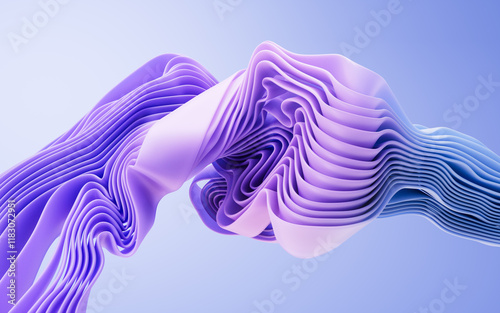 Fototapeta Naklejka Na Ścianę i Meble -  Flowing gradient purple curve ribbons background, 3d rendering.