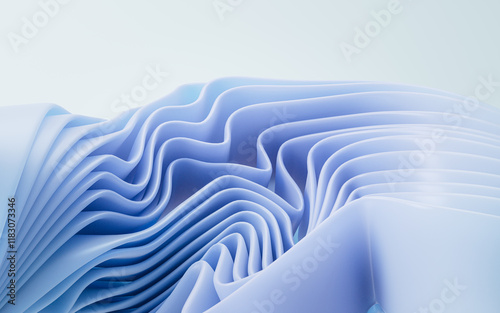 Fototapeta Naklejka Na Ścianę i Meble -  Flowing gradient blue curve ribbons background, 3d rendering.