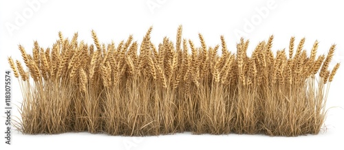 Golden wheat field isolated on white background. photo