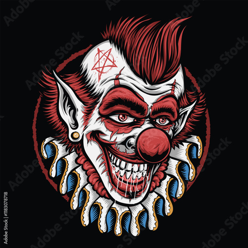 scary red hair clown vector